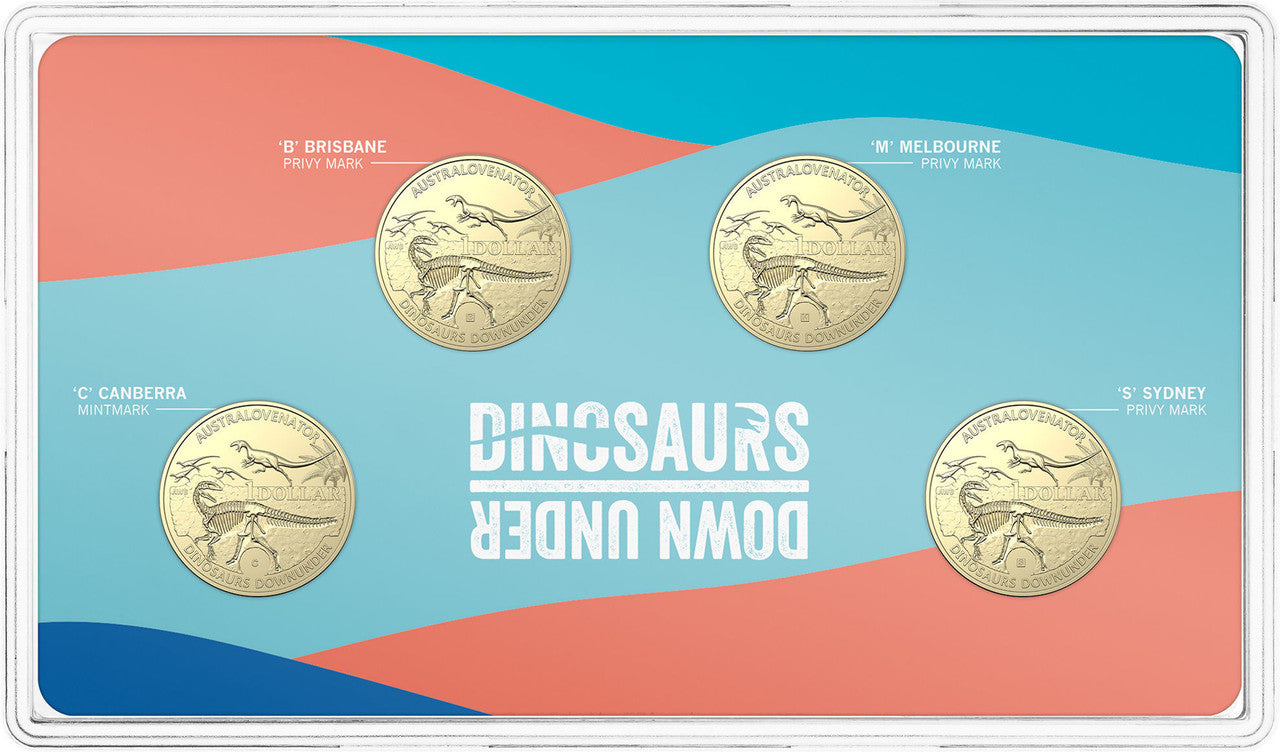 2022 Australian Dinosaurs $1 Mintmark & Privy Mark Uncirculated Coin Set