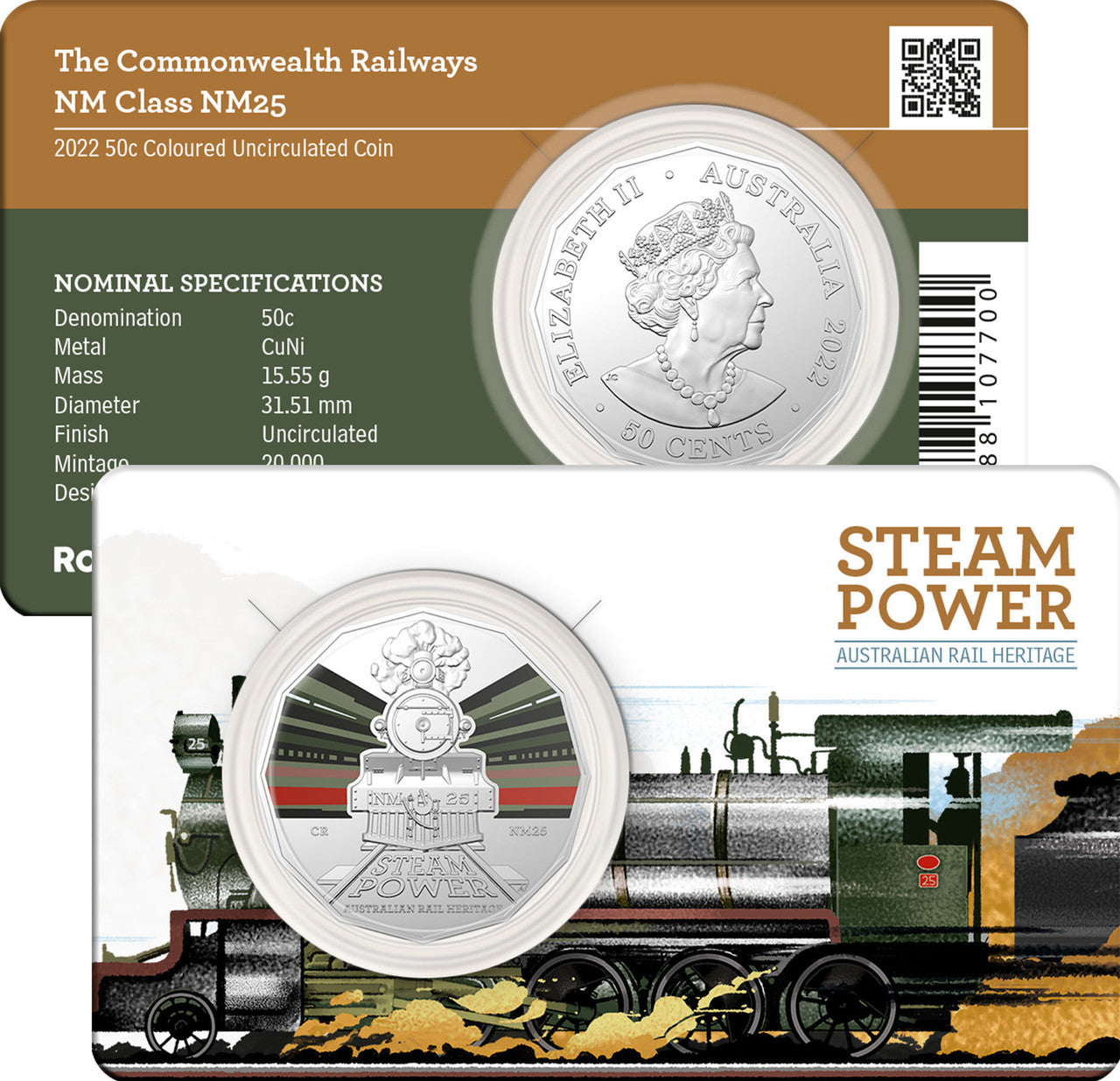 2022 50 Cent Australian Steam Train Coin Set with Folder