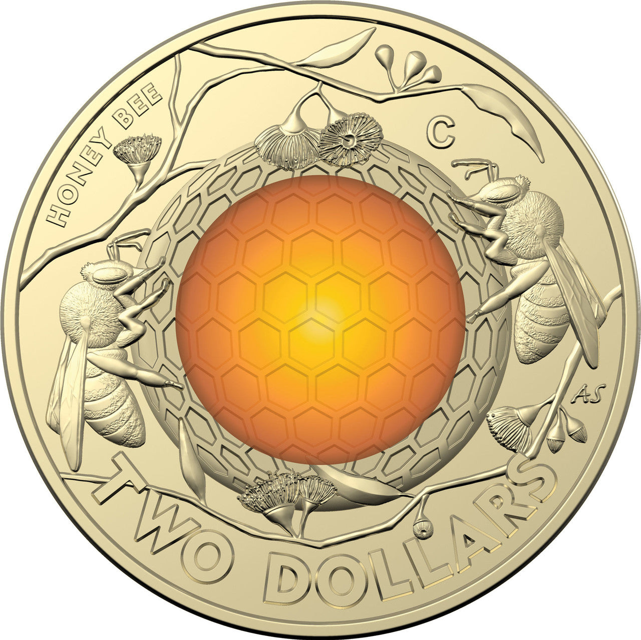2022 $2 Honey Bee 'C' Mint Mark Coloured UNC
