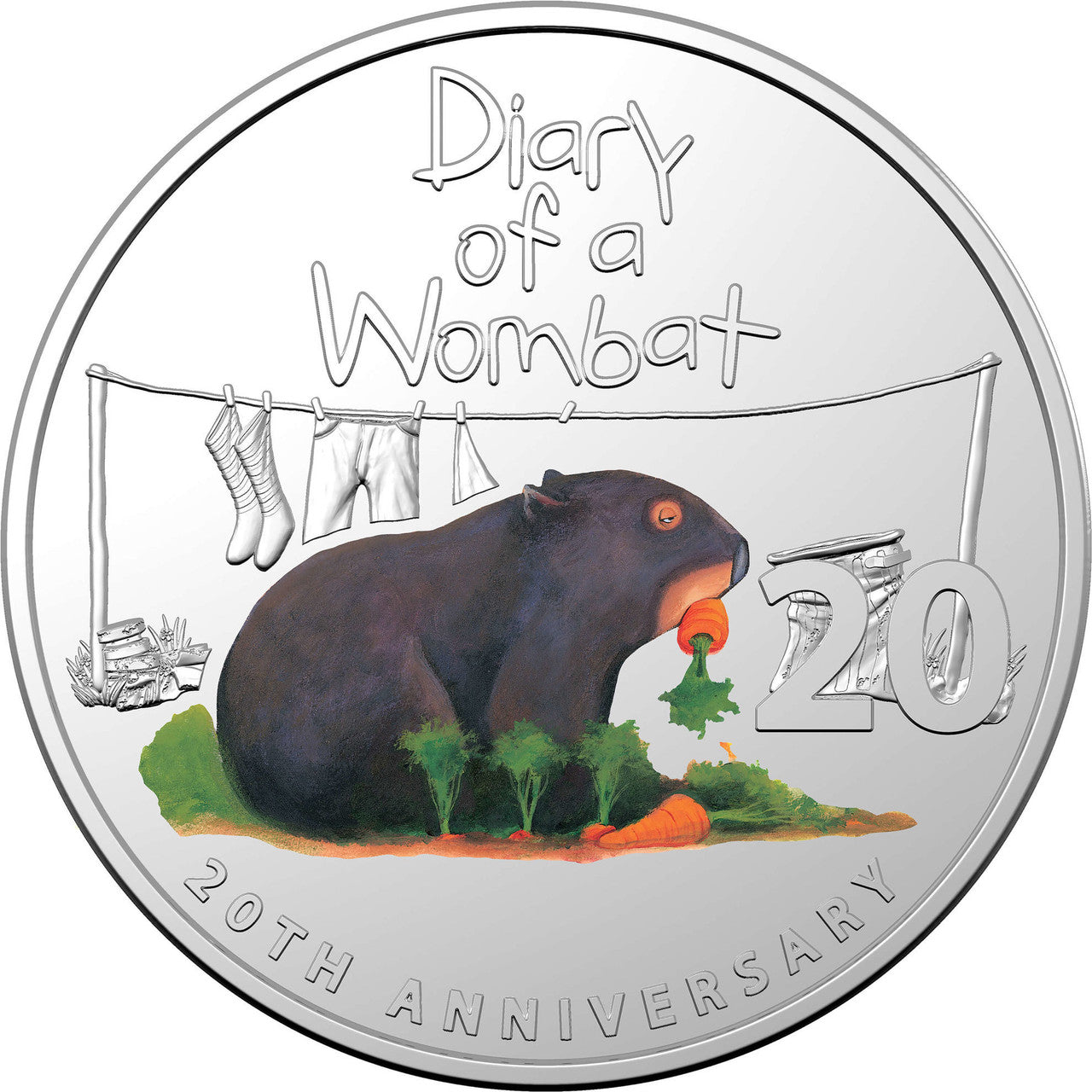 20th anniversary of Diary of a Wombat - 20c Coloured Uncirculated 2022 with Special Edition Book