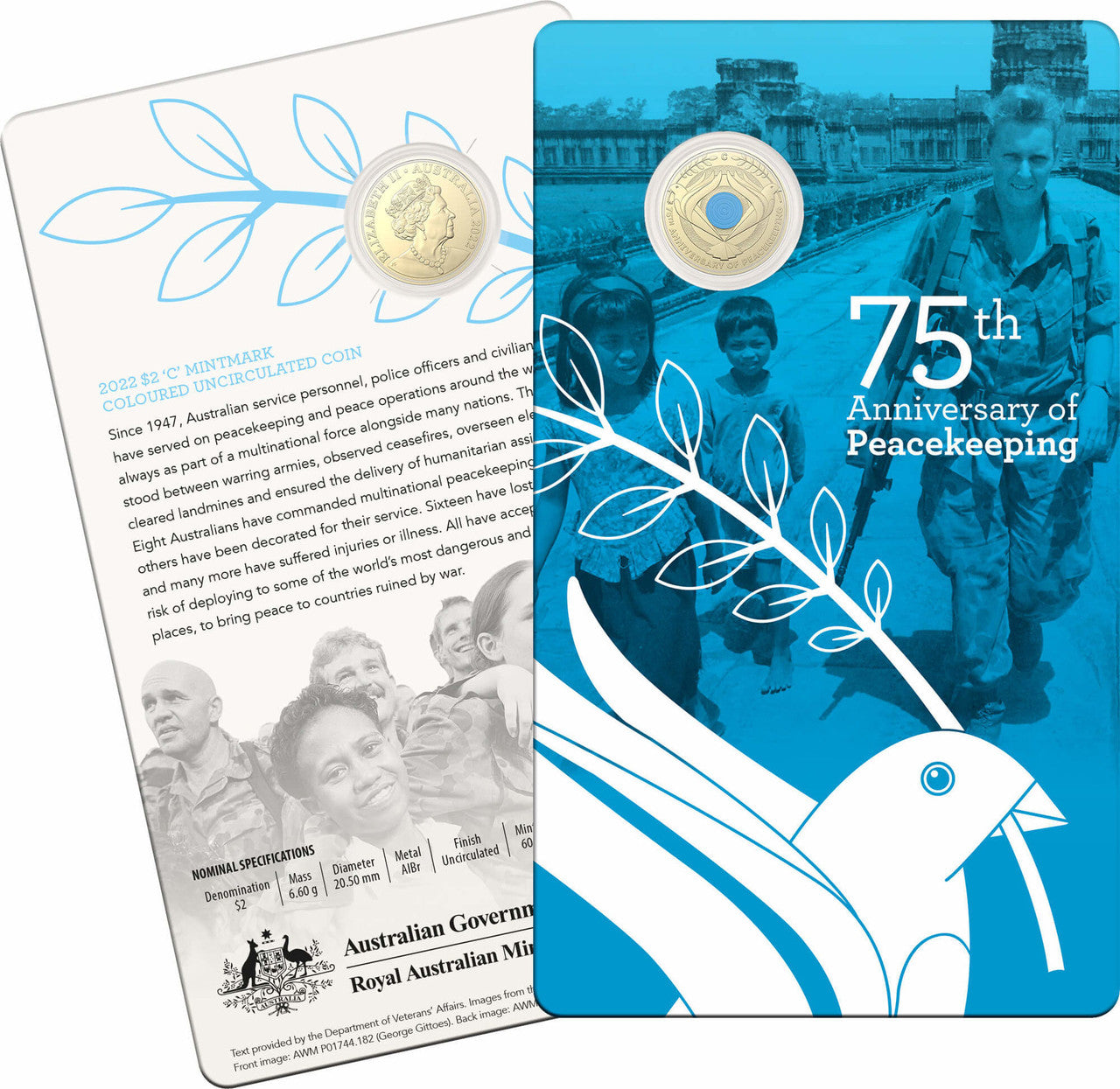 2022 $2 C Mintmark Uncirculated Coin - 75th Anniversary of Peace Keeping