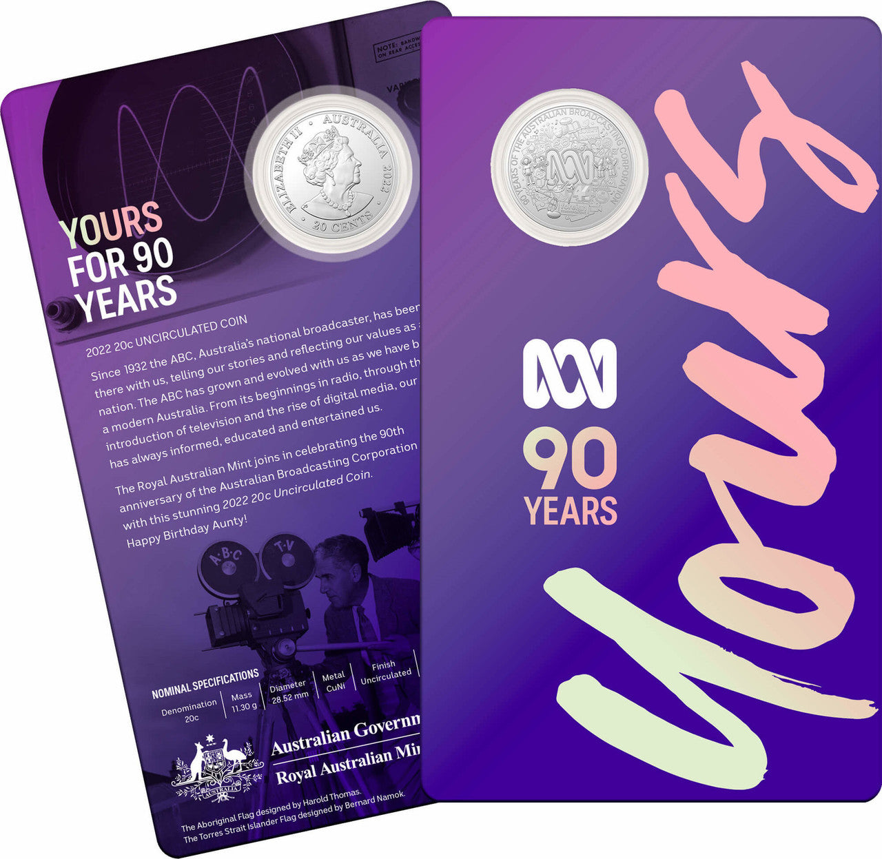 2022 90th Anniversary of ABC - 20c Uncirculated Coin