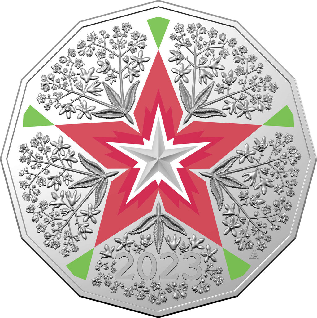 2023 Christmas Decoration - Christmas Florals 50c Coloured Uncirculated Coin