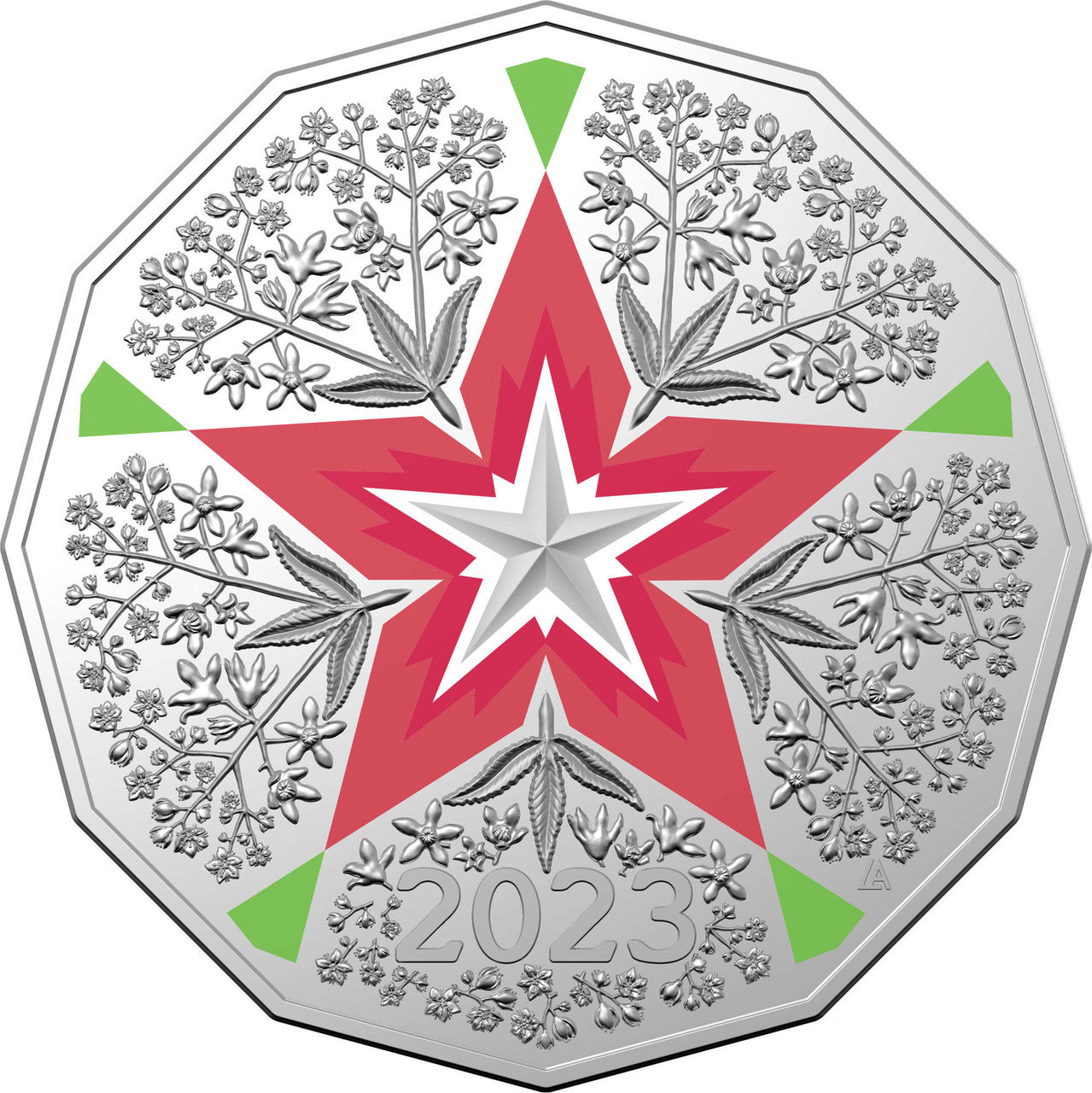 2023 Christmas Decoration - Christmas Florals 50c Coloured Uncirculated Coin