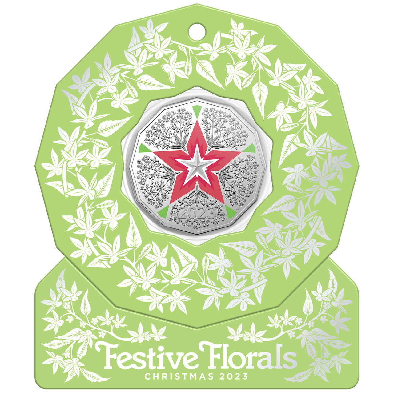 2023 Christmas Decoration - Christmas Florals 50c Coloured Uncirculated Coin