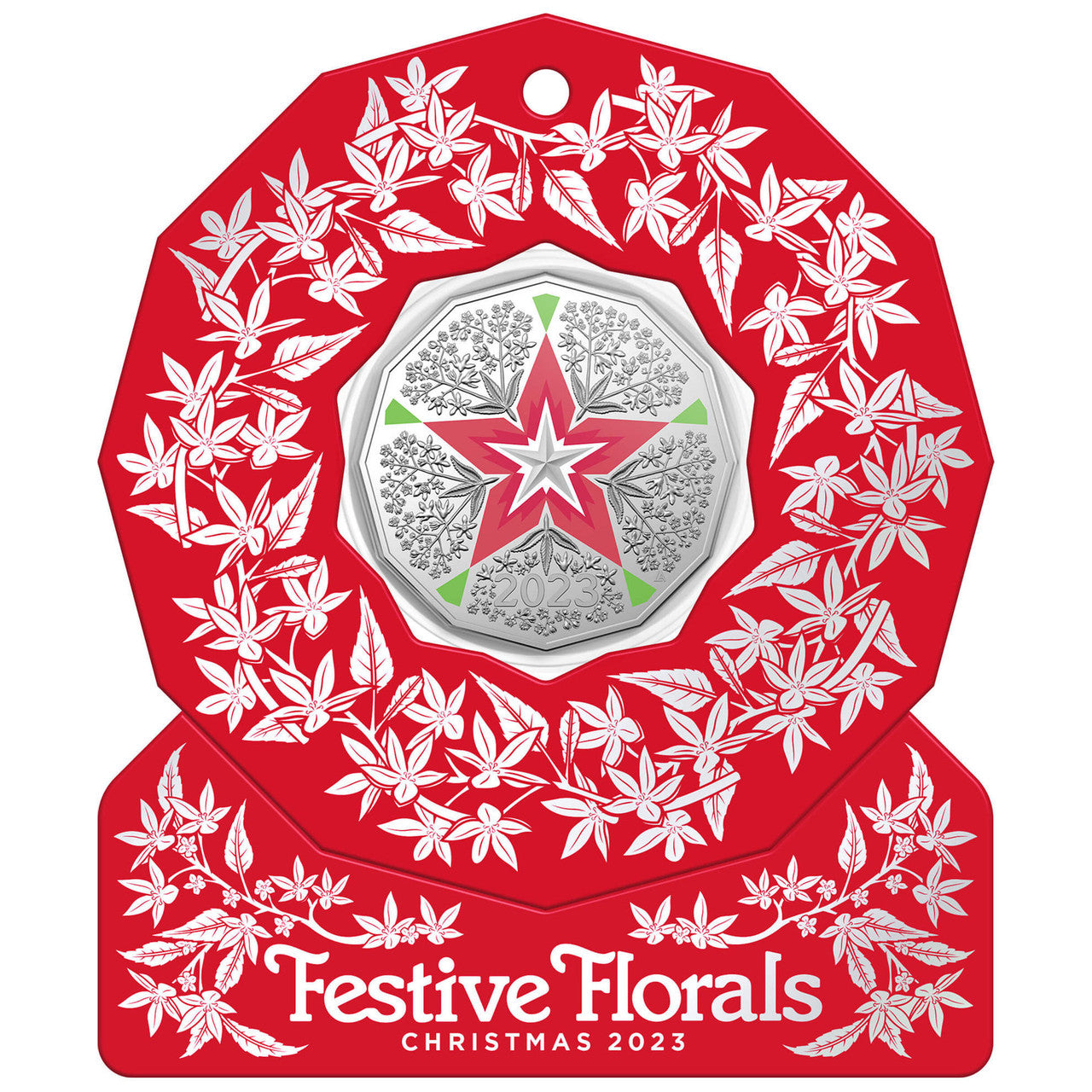 2023 Christmas Decoration - Christmas Florals 50c Coloured Uncirculated Coin