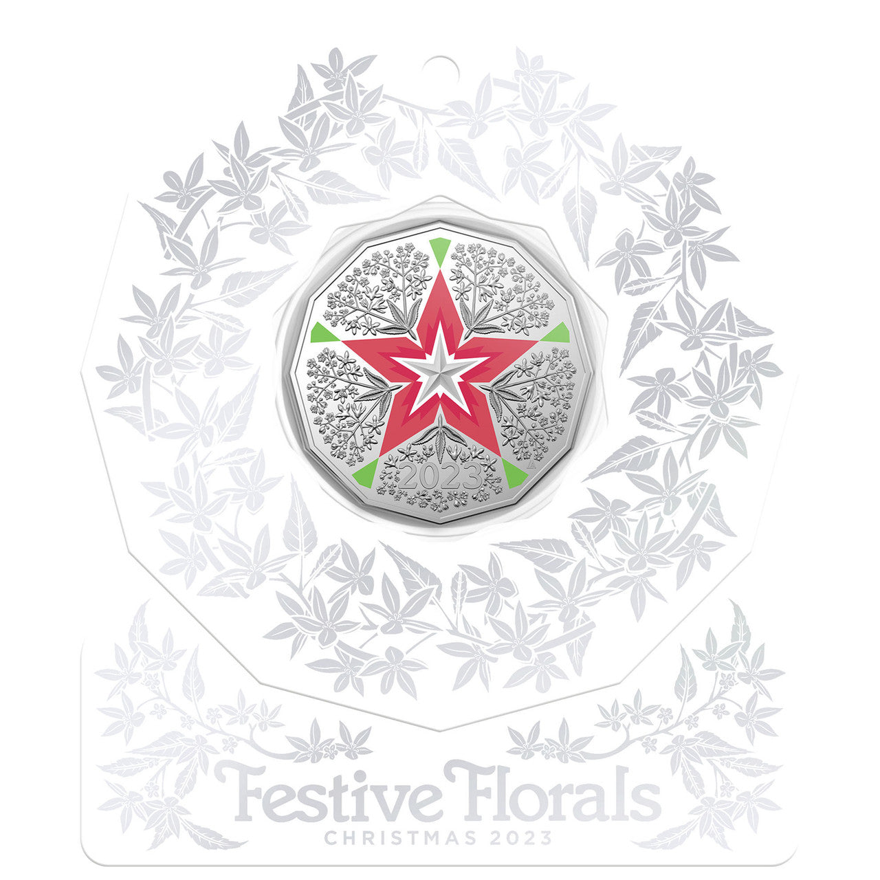 2023 Christmas Decoration - Christmas Florals 50c Coloured Uncirculated Coin