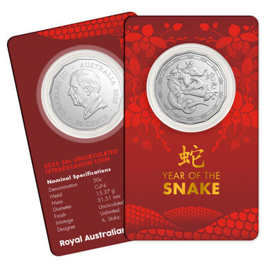 2025 Lunar Year of the Snake 50 Cents Coin - Tetradecagon