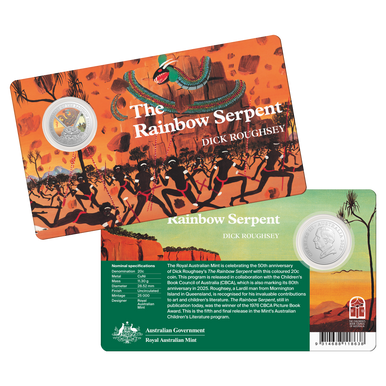 2025 The Rainbow Serpent 20 Cent Coloured Uncirculated Coin in Card