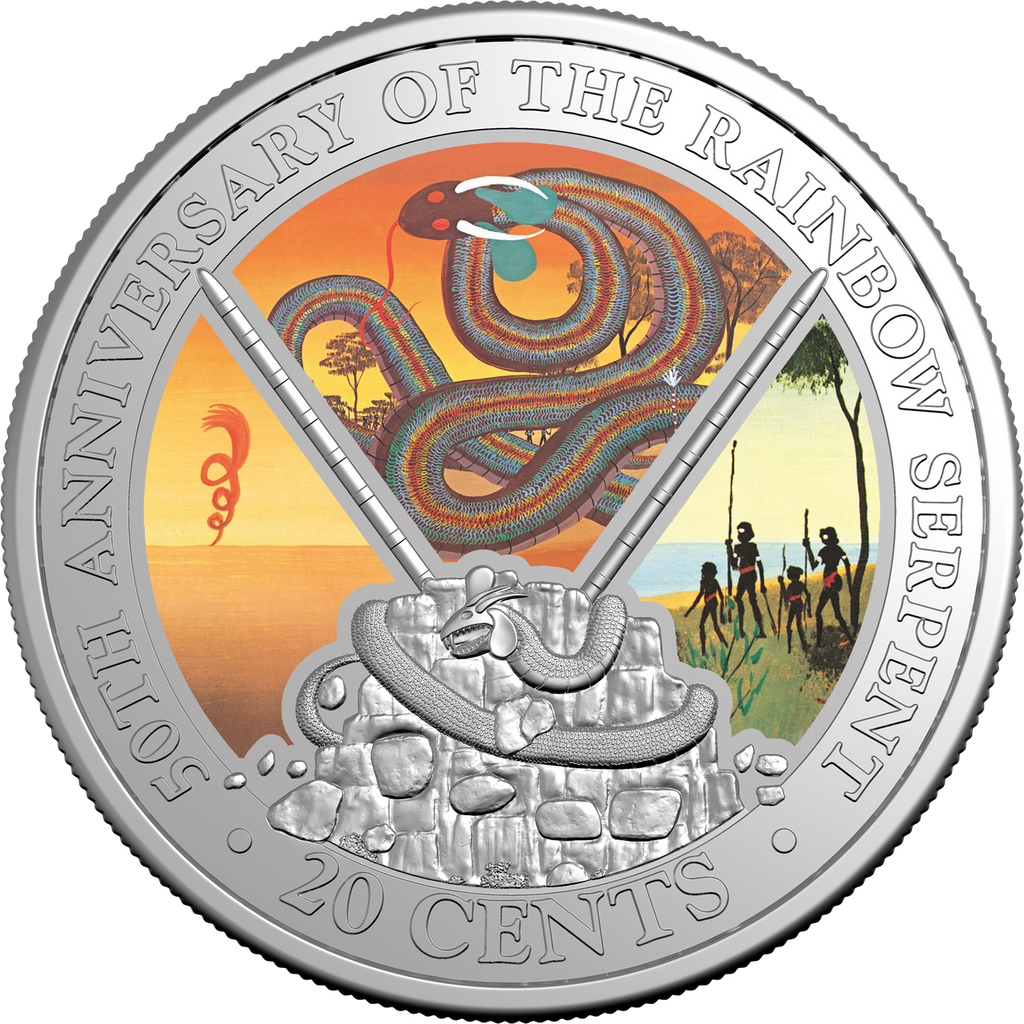 2025 The Rainbow Serpent 20 Cent Coloured Uncirculated Coin in Card