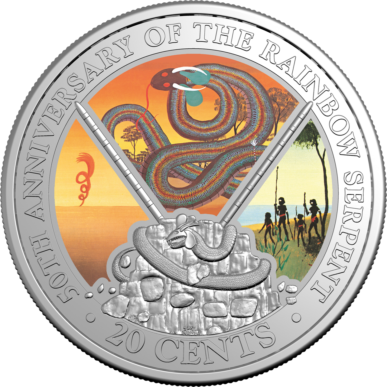 2025 The Rainbow Serpent 20 Cent Coloured Uncirculated Coin in Card