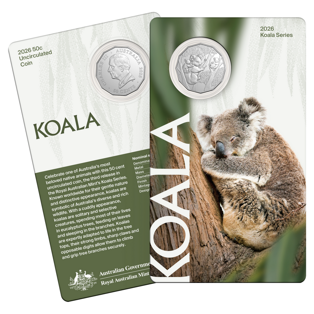 2026 Koala Series 50 Cent coin in card