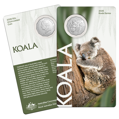 2026 Koala Series 50 Cent coin in card