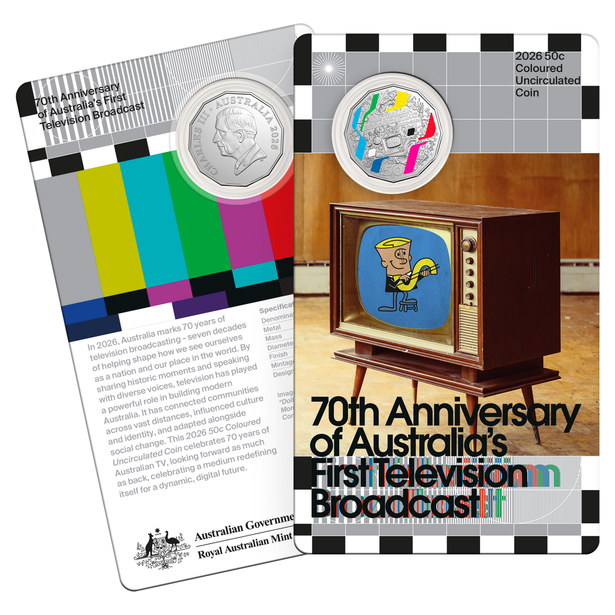 2026 70th Anniversary of Australia’s First Television Broadcast - 50 Cent Colour Coin