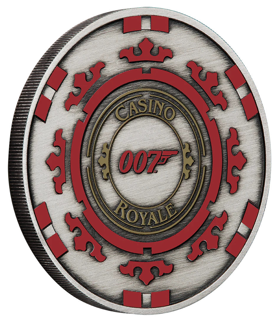 2023 $1 JAMES BOND CASINO ROYALE CHIP 1OZ SILVER ANTIQUED COIN