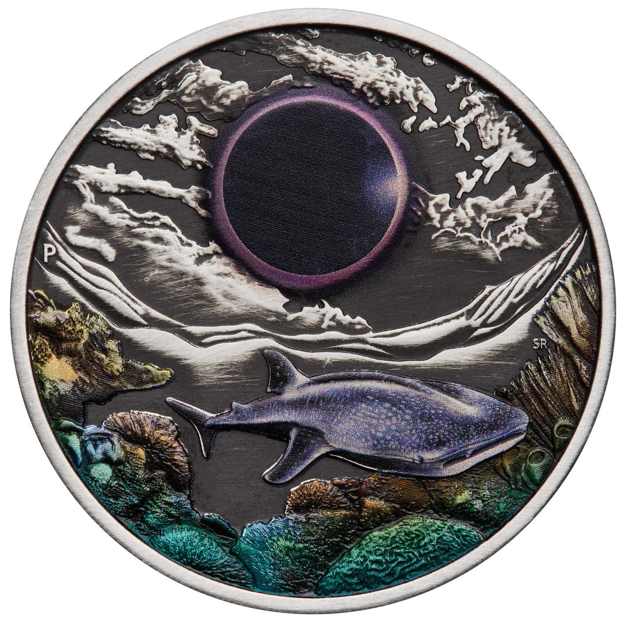 2023 Ningaloo Eclipse - $2 2oz Silver Antiqued Coloured Coin