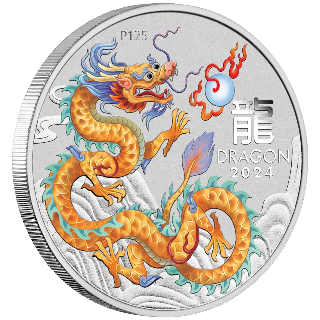 2024 ANA World's Fair of Money - Year of the Dragon 1oz Silver Golden Coloured Coin in Card