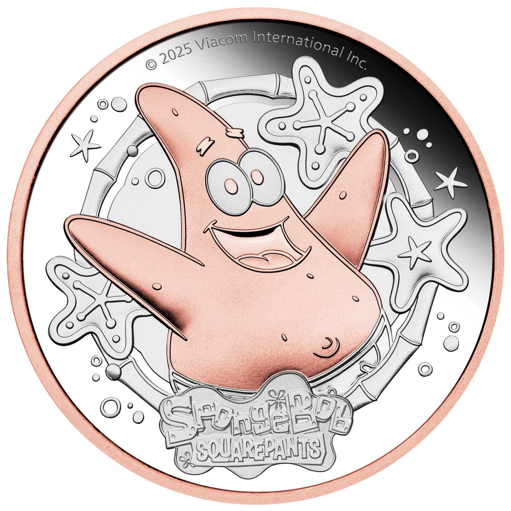 2025 SpongeBob SquarePants - Patrick Star 2oz Silver Proof Gilded Coin