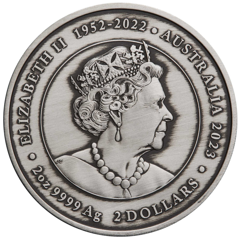 2023 Ningaloo Eclipse - $2 2oz Silver Antiqued Coloured Coin