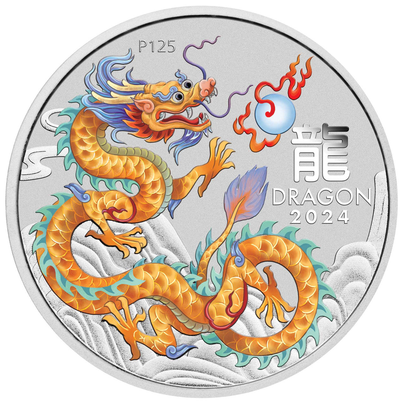 2024 ANA World's Fair of Money - Year of the Dragon 1oz Silver Golden Coloured Coin in Card