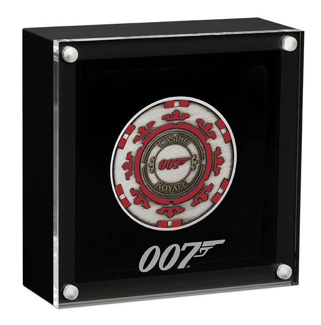 2023 $1 JAMES BOND CASINO ROYALE CHIP 1OZ SILVER ANTIQUED COIN