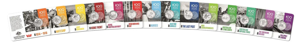 2015 ANZACS Remembered 20c - Set Of 14 Coins