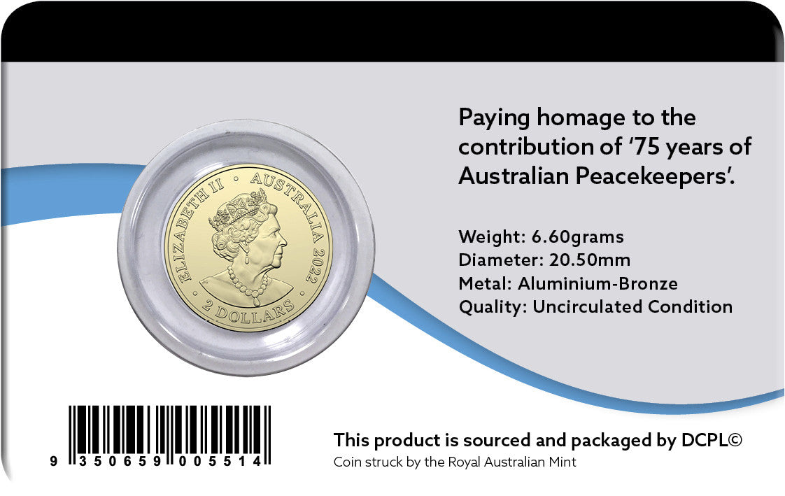 2022 75th Anniversary of Peacekeeping $2 Coloured Coin in card