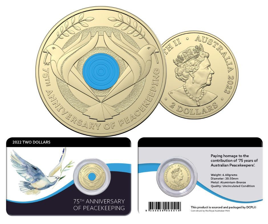 2022 75th Anniversary of Peacekeeping $2 Coloured Coin in card