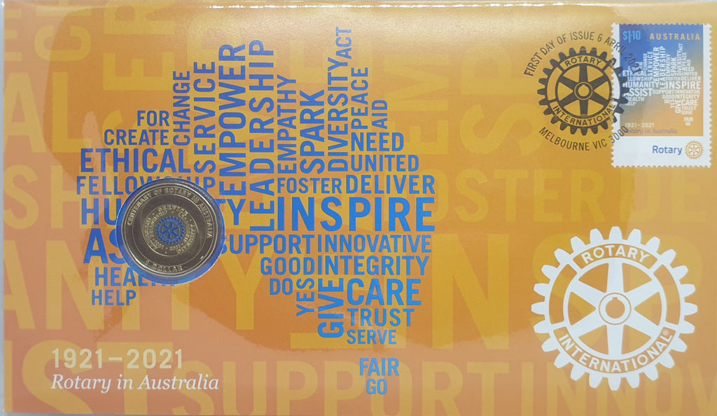 2021 Centenary of Rotary Australia Stamp and Coin Cover PNC