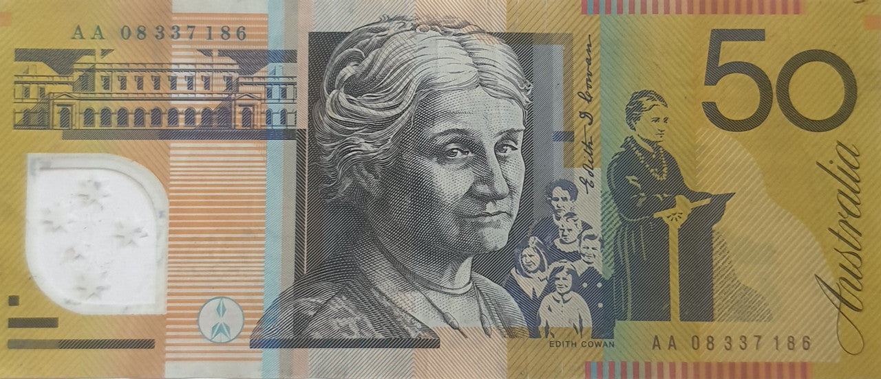 2008 Fifty Dollars $50 Banknote AA08 First Prefix - Circulated