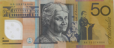 2013 Fifty Dollars $50 Banknote AA13 First Prefix - Circulated