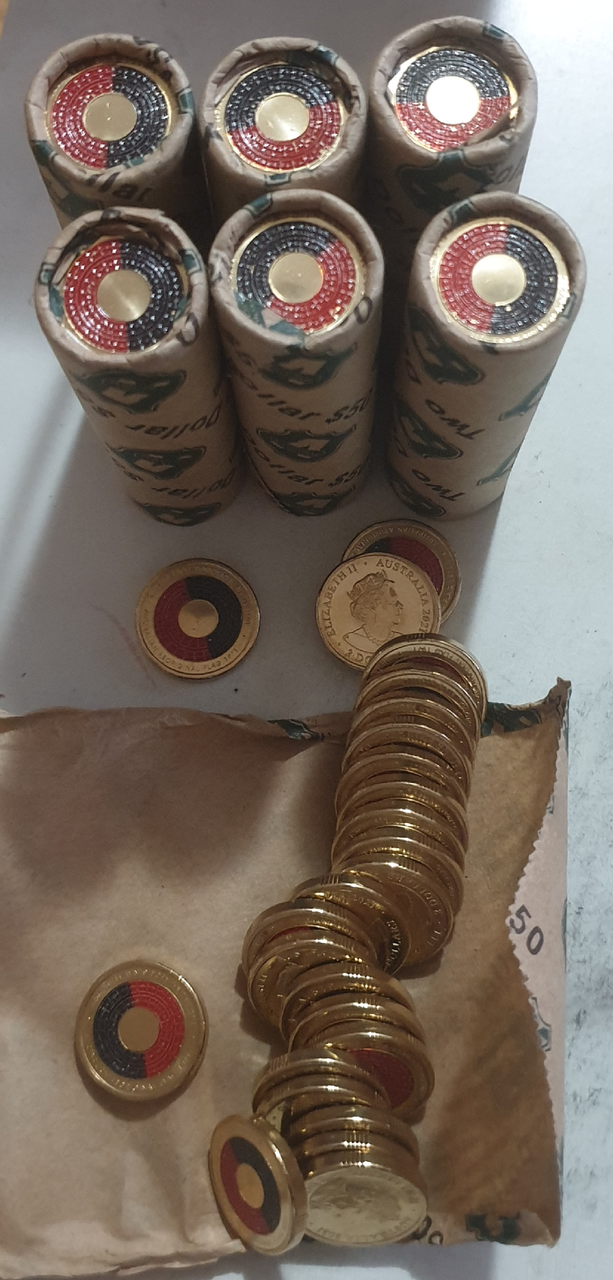 25 x 2021 $2 Aboriginal Flag Coloured aUNC Coins