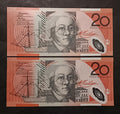 2002 $20 MacFarlane Henry Banknotes First and Last Prefix AA02 & KM02