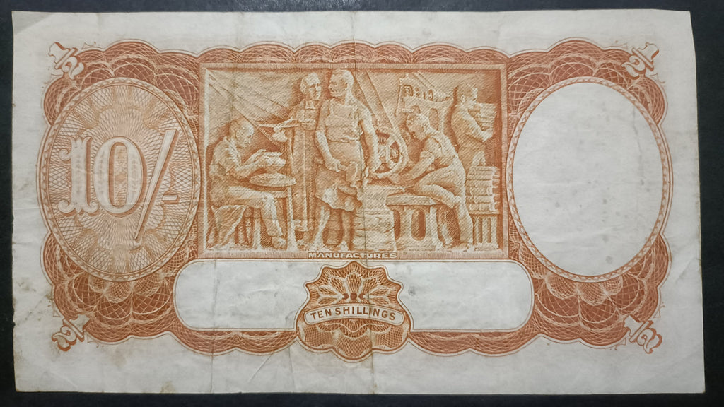 1942 Ten Shillings Banknote. Armitage - McFarlane R13. G43 631653