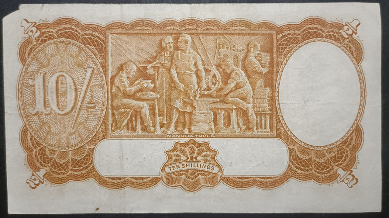 1952 Ten Shillings Banknote. Coombs - Wilson R15. A96 130041