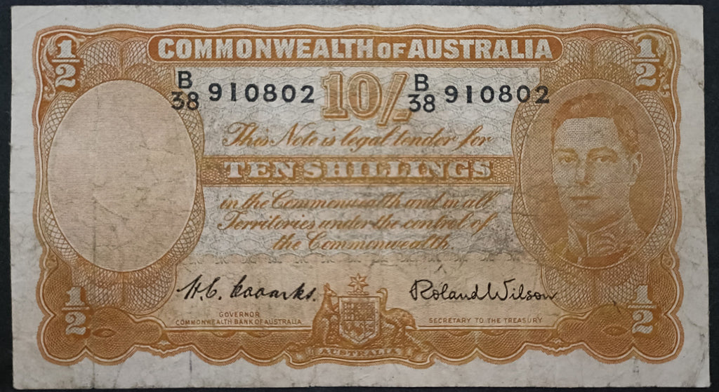1952 Ten Shillings Banknote. Coombs - Wilson R15. B38 910802