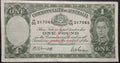 1942 One Pound Banknote. Armitage - McFarlane R30. H95 217065