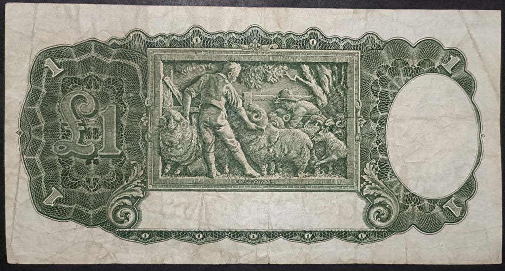 1942 One Pound Banknote. Armitage - McFarlane R30. H95 217065