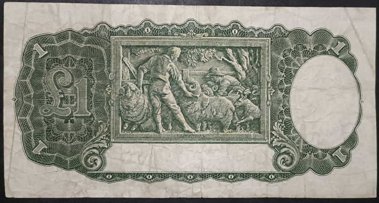 1942 One Pound Banknote. Armitage - McFarlane R30. H95 217065