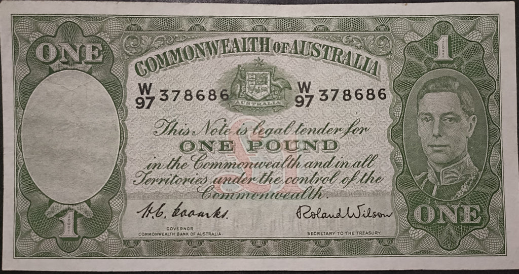 1952 One Pound Banknote. Coombs - Wilson R32. W97 378686