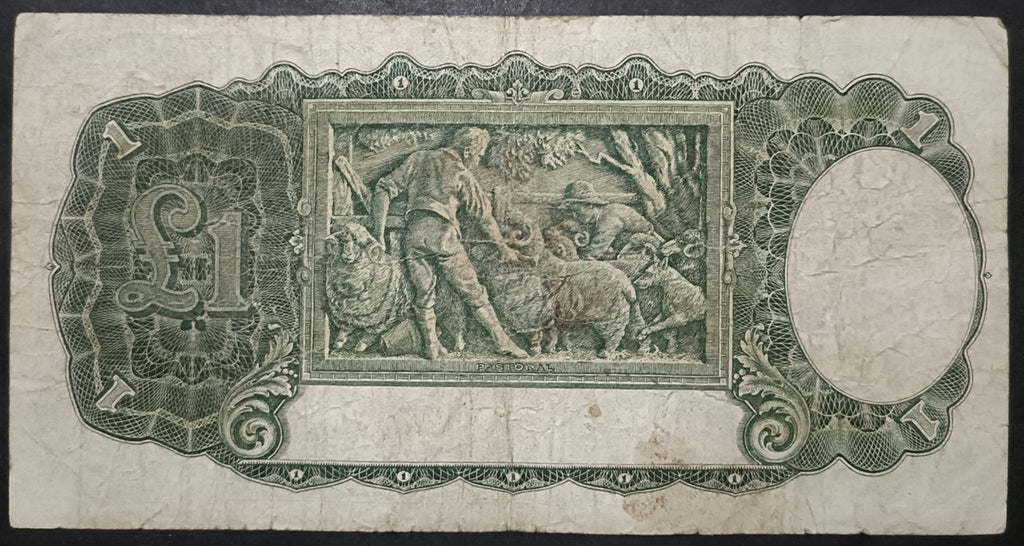 1942 One Pound Banknote. Armitage - McFarlane R30. H57 705847