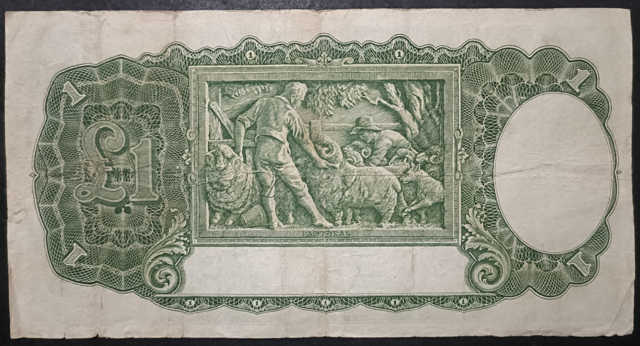1942 One Pound Banknote. Armitage - McFarlane R30. K59 046555