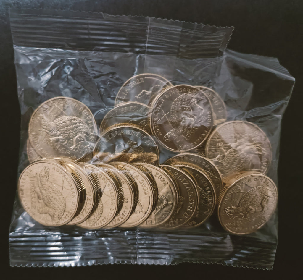 2022 $1 Australia Post Dino Hunt Set,  4  RAM Coin Bags of 20 Coins Total 80 Coins