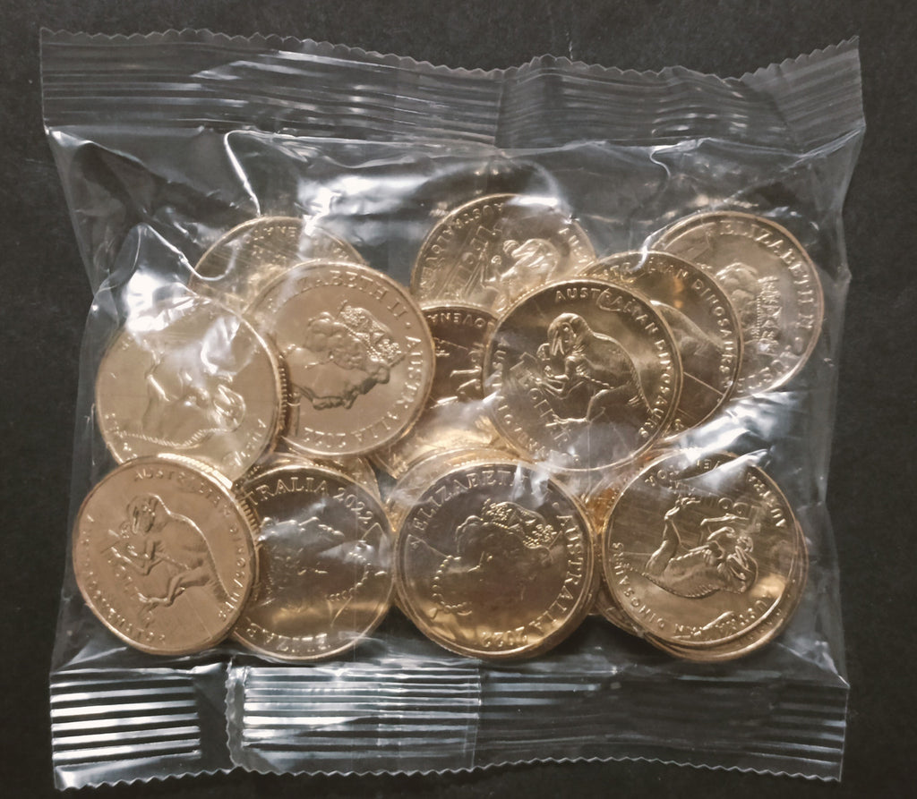 2022 $1 Australia Post Dino Hunt Set,  4  RAM Coin Bags of 20 Coins Total 80 Coins