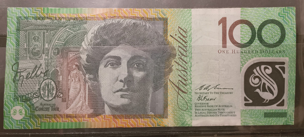 1996 Fraser/Evans $100 First Prefix Banknote AA96 616600, 5 Digit RADAR