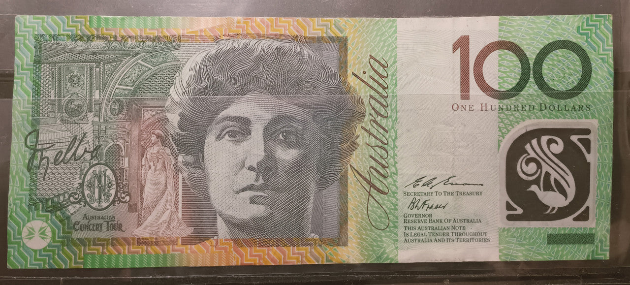 1996 Fraser/Evans $100 First Prefix Banknote AA96 616600, 5 Digit RADAR