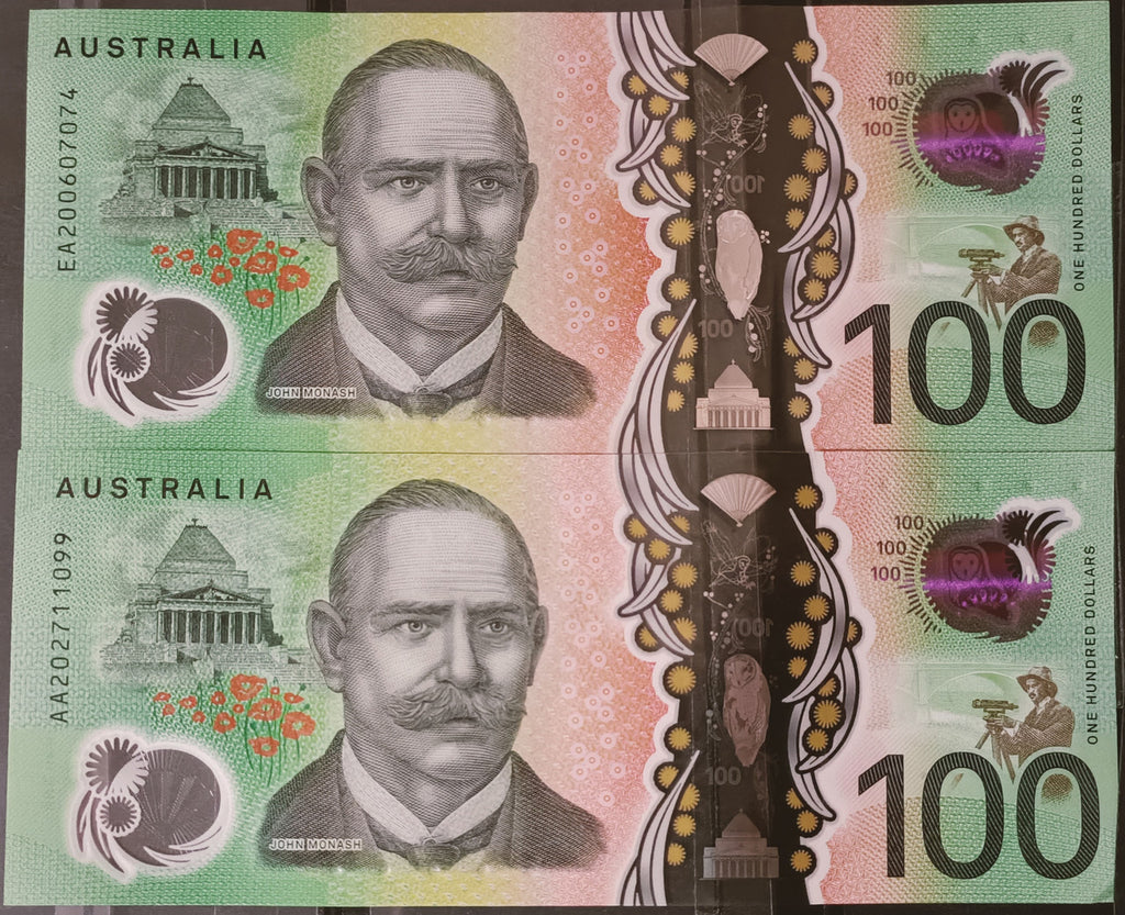 2020 Lowe/Kennedy $100 First & Last Prefix Banknote AA20 2711099 & EA20 0607074