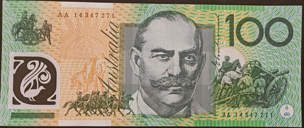 2014 $100 Stevens/Parkinson First Prefix AA14 347271