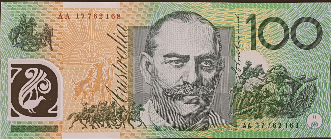 2017 $100 Lowe/Fraser First Prefix AA17 762168