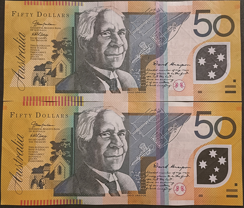 2004 Macfarlane/Henry $50 First & Last Prefix Banknotes